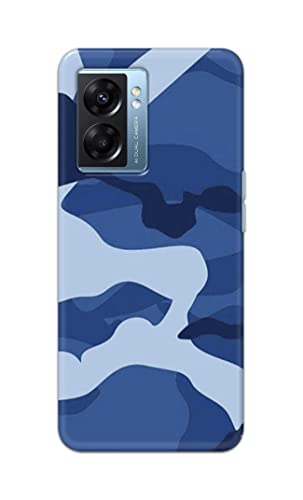Image of Printed Hard Back Cover Case for Oppo K10 5G Back Cover (Army Blue Pattern) -702