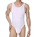 MANJIAMEI Body Leotardo para Hombres Sin Mangas Enterizo Lencería de Tanga Jumpsuit Calzoncillos Camiseta Elástica Ropa Interior Corte Alto Camiseta Interior Pijama Disfraz de Fiesta y Club Blanco
