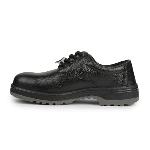 Image of Liberty Warrior 7198-319 STA Safety Shoes for Men, Genuine Leather, Double Density PU Sole, Light Weight, Steel Toe, Black, Sizes-6UK-10UK
