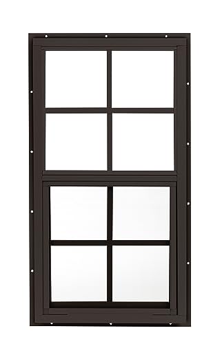 Shed Windows 14x27 (1-Pack) | Sliding Windows with Tempered Glass & Screens | Flush Mount, Brown...