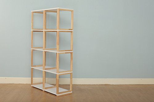 YC1614 Multipurpose Storage Bookcase Organizer, White/Natural