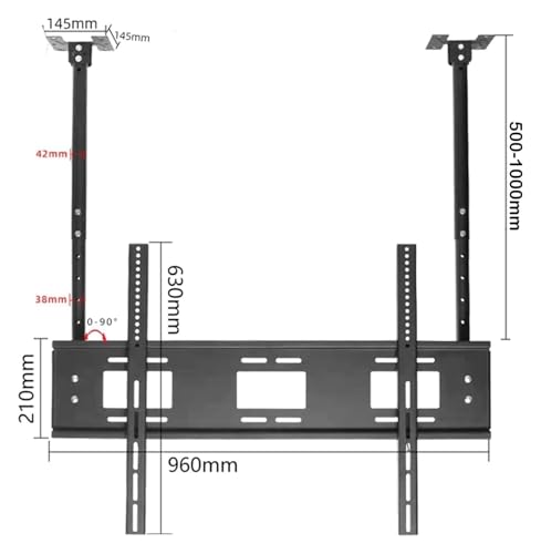 Support TV plafond double poteau réglable écran LED 50 100 pouces - 3