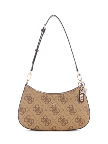 GUESS Schultertasche Noelle II Top Zipper Shoulder Bag Latte Logo/Brown hellbraun