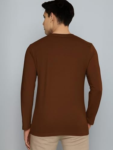 Image of Veirdo Pure Cotton Round Neck Regular Fit Solid Full Sleeve T-Shirt for Men & Boys (Available in Black, Cork, Green, Maroon, Navy, Swanwhite & White Color)