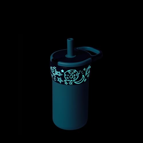 Image of BruMate Leap 12oz 100% Leakproof Kids Tumbler with Handle and Silicone Soft Straw | Drop Resistant Silicone Sleeve | For Kids 4+ | Insulated Stainless Steel | Cup Holder Friendly | 12oz (Outer Space)