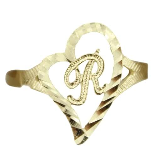 Amazon.com: MysticJewel Heart Initial Letter Alphabet Classic Ring ...