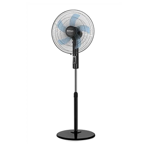 Orbegozo SF 1140, Ventilador de pie, 3 velocidades, 45 W, 5 aspas de 40 cm de diametro, cabezal oscilante, base redonda, muy silenciosa, altura 128 cm, color negro