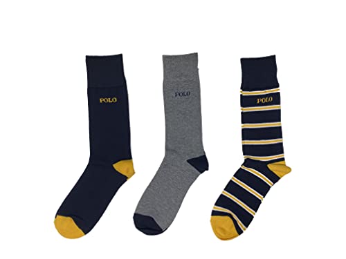 POLO RALPH LAUREN Men`s Rib Dress Socks 3 Pack (N(ZP899872PKN)/Y, Large)