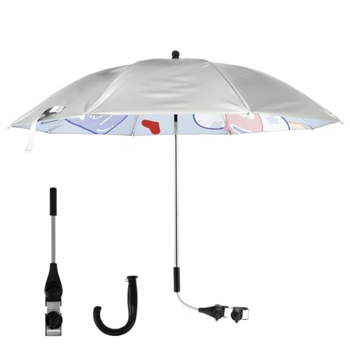 Guarda-sol para carrinho de bebê, proteção solar, guarda-chuvas portáteis para chuva, abertura e fechamento manual para cadeira de praia, carrinho de golfe (dinossauro)