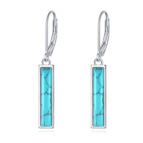 CRMAD Abalone Shell Bar Earrings for Women Sterling Silver Leverback Earrings Abalone Jewelry Gift