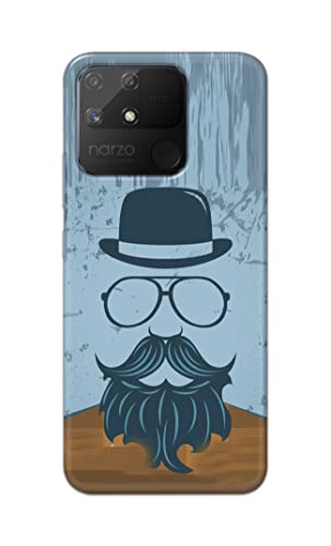 Image of PRINTFIDAA Mustache Beard and Hairstyle Hipster in Glasses Printed Designer Hard Case for Realme Narzo 50A Back Cover -(e) RPM1002