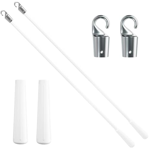2 Pcs 17 inch Blind Wand, Vertical Blinds Replacement Parts with Hook and Grip, White Fiberglass Blind Tilt Wand, for Windows Curtain Door Shades Opener Accessory Cover