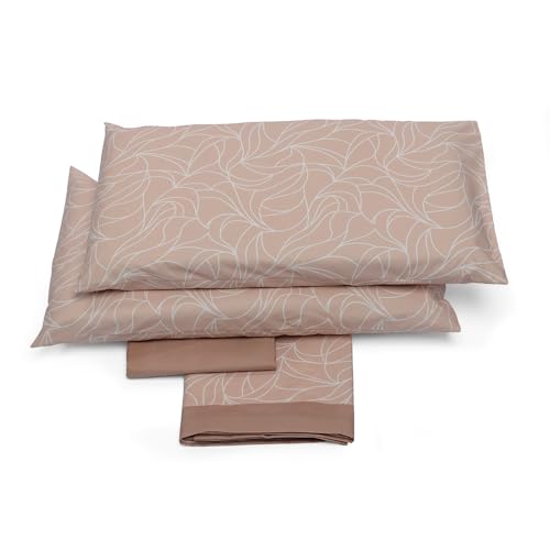 Foppapedretti Noche & Naturaleza - Juego de Cama de Matrimonio de 2 Piezas, sábana encimera, sábana Bajera y 2 Fundas de Almohada; Onda Pesca 100% algodón, Fabricado en Italia
