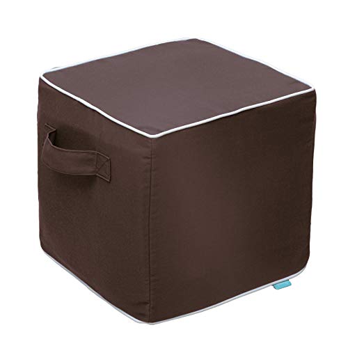 Image of QILLOWAY Inflatable Outdoor Ottoman for Patio, Water Resistant Pouf Cube 16 inch, Inflatable Foot Rest, Outdoor Footstool for Poolside, Garden,Camping, Coffee