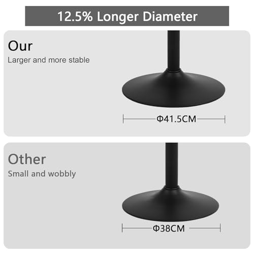 Tabourets de bar pivotants et réglables en PU noir avec dossier