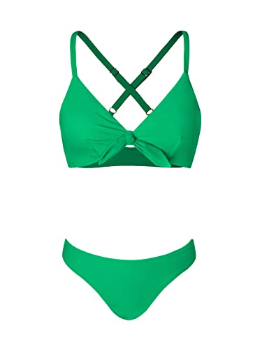 Image of CUPSHE Women's Two Piece Bikini Set Floral Print Knot Bunny Tie | Bunny Tie,Adjustable Straps,Soft Removable Cups,Flattering Bathing Suit For Vacation And Beach