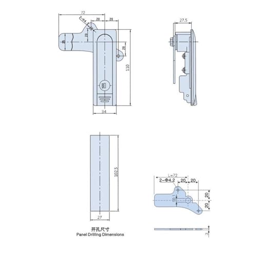 Loquet de panneau électrique AB103 serrure affleurante pour armoire industrielle - 3