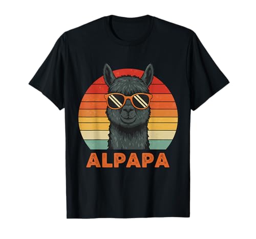 Lustiges Alpaka-Geschenk für Väter, Retro-Alpapa-Design für Vatertag T-Shirt