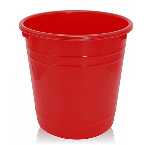 Image of Kuber Industries Plastic Dustbin|Portable Garbage Basket & Round Trash Can for Home,Kitchen,Office,College,5 Ltr.(Red)