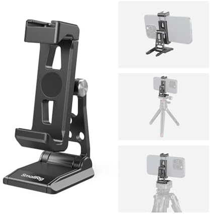SMALLRIG Handy Stativ Adapter für Smartphone, für Arca-Swiss, mit Cold Shoe | Metall Handyhalterung Stativ mit 1/4" Schraubenloch, 360° drehbarer Mobile Halterung für iPhone für Sa