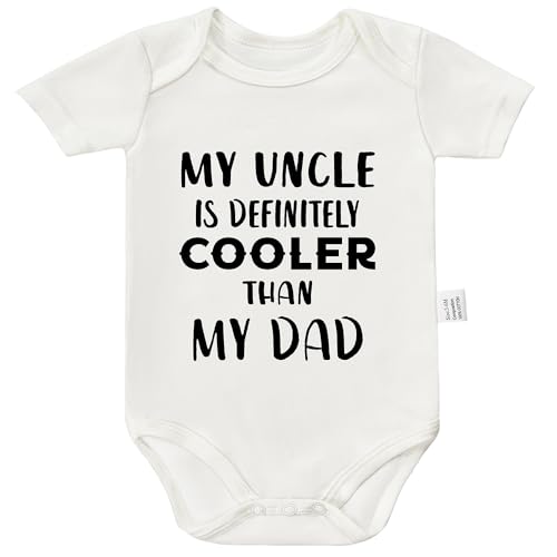 Cviwsluad My Uncle is Way Cooler Than My Dad Infant Bodysuit, Funny Baby Clothes, Uncles Babies Announcement, Newborn Short Sleeve Jumpsuit Outfits (White, 0-3 Month)