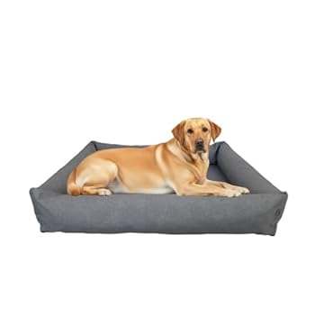 Cama Para Cachorro Grande 100x87 Cm - ESCOLHA A COR - 100% Lavável e Resistente - Pet Querido (CINZA ECOTEC IMPERMEÁVEL)