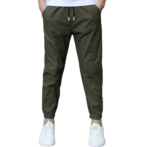 Kids Boys Elastic Waistband Casual Cargo Pants Loose Fit Athletic Trousers with Pockets Activewear