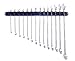 Olsa Tools Wall Mount Wrench Organizer with Rotating Clips | Blue Anodized Aluminum + Black Clips | Premium Quality Wrench Holder | 14 Wrenches Fit Rack