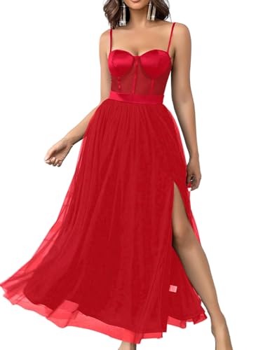 Image of ChiaoLezhee Womens Sexy Maxi Corset Dress, Cocktail Prom Wedding Guest, Bridesmaid Formal Dresses for Women, Birthday Outfits