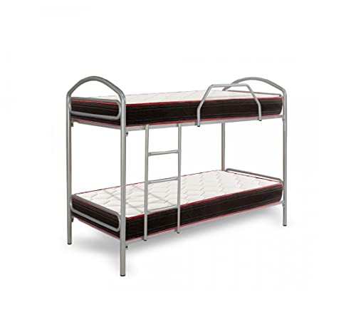 HOGAR24 ES Litera Metálica + 2 Colchones Viscoelásticos Memory Fresh + 2 Almohadas de Fibra, 90x190