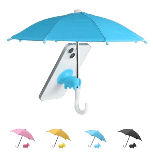 Cell Phone Umbrella Sun Shade Suction Cup Stand (Blue)