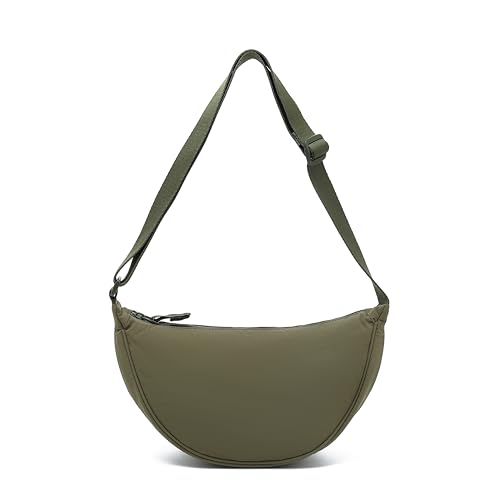 Sling Bag Feminina Meia-Lua, Alça Ajustável, Design Minimalista e Leve (Caqui)