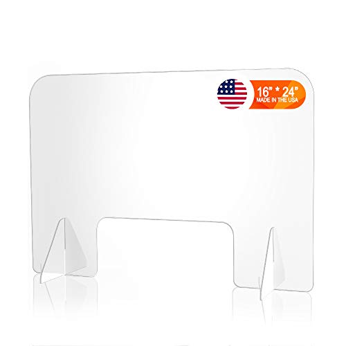 Desktop Countertop Protective Sneeze Guard Shield - Clear Acrylic Safety Barrier for Sneezing, Coughing, Droplets, Germs, and Screen Divider for Office, Desk, and Reception