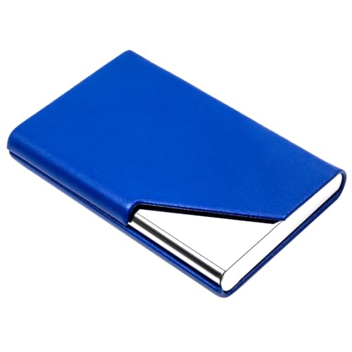 Image of Padike Business Card Holder, Upgraded Leather Business Card Case Pocket Card Holders for Men or Women, Metal Slim Name Card Holder RFID Blocking Business Card Carrier with Magnetic Closure (Y-BU)