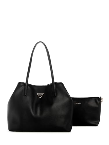 GUESS sac shopper Victtoria luxe intemporel grand sac à main noir bimatière