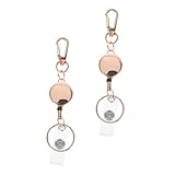 ELAYARD -Set Ausziehbare ID Kartenhalter Schlüsselanhänger aus Metall Roségold, Elastischer Schlüsselanhänger mit Zugrolle, Praktischer Ausweishalter für Pflegepersonal, Büro und Outdoor