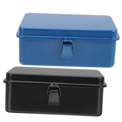 BUGUUYO 2 Stück Werkzeugkiste Robuste Metallboxen mit Praktischem Verschluss Tragbar und Stabil für Auto Werkstatt Heimgebrauch Organizer für Schraubenzieher Schraubenschlüssel