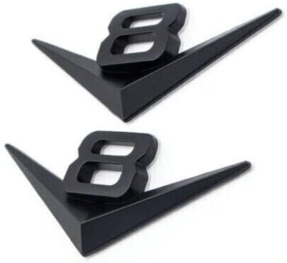 Miniatura 4 de 2 emblemas de metal V8 con logotipo del motor V-8 para guardabarros para maletero de automóvil, para puerta, para SUV, camión, camioneta (negro)