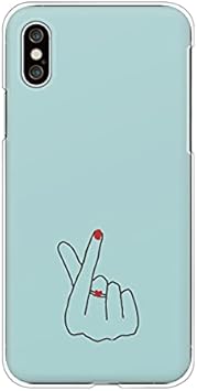 Amazon Co Jp Arrows Nx F 01f アローズ 対応スマホケース A ブルー 韓国風 指ハート 大 きゅんです おしゃれ かわいい イラスト シンプル くすみカラー Case6287 家電 カメラ