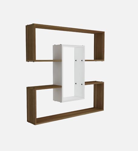 Image of MIZZ Multipurpose Modular Wall Racks /Shelves /Organiser /Decor Particle Board Wall Shelf (Number of Shelves - 6, Beige, White)