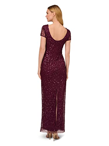 Image of Adrianna Papell Women's Beaded Short Sleeve Gown