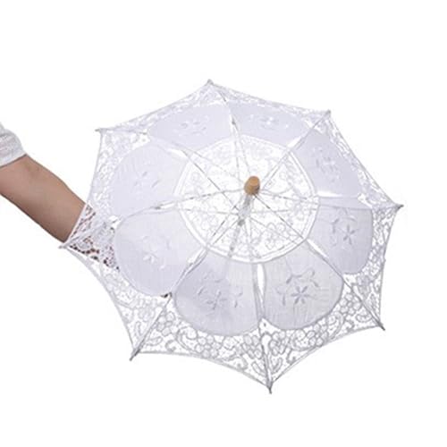 Sombrilla de encaje a prueba de sol para boda, fotografía decorativa, varios tamaños, resistente al sol para boda, Blanco grande, Talla única