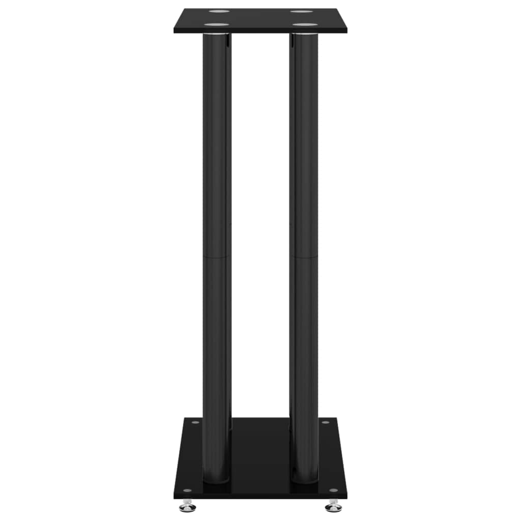 Tidyard Supports de Haut-parleurs Support d'enceinte Salon Antidérapant 2 pcs Noir Verre trempé 4 piliers