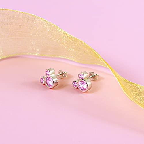 Mouse Shape Stud Earrings 925 Sterling Silver Stud Earrings for Women Jewelry (Mouse Pink)2