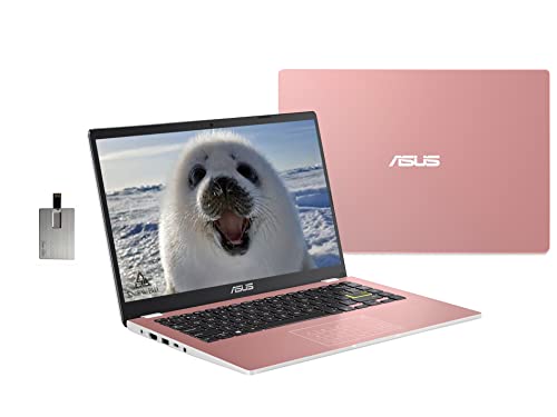 2022 ASUS   Portátil HD de 14 pulgadas, procesador Intel Celeron N4020, 4 GB de RAM, 64 GB de memoria flash eMMC, gráficos Intel HD 500, cámara web HD, altavoces estéreo, oro rosa, Windows 11S,