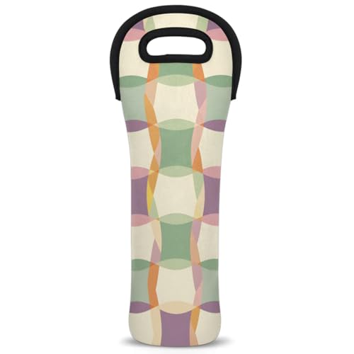 Neoprene Wine Tote Carrier Bag for Wine,Water, Champagne, Beer, Baby Bottles 15.6 x 5.1 Inches, Protective Wine Bag,Geometrical Purple