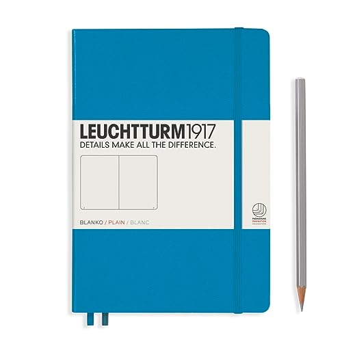 Image of LEUCHTTURM1917 - Notebook Hardcover Medium A5-251 Numbered Pages for Writing and Journaling (Azur, Plain)