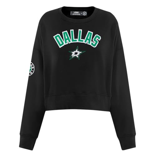 Pro Standard Womens NHL Dallas Stars Classic Chenille Crewneck Sweatshirt Black L