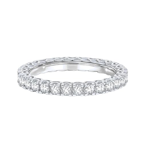 EcoGems LAB GROWN EXPERTS Moissanite Eternity Ring For Women 1.00 Cttw 18K/14k White/Yellow Gold Over Silver (D Color VVS Clarity) Comes With Gift Box - Image 3
