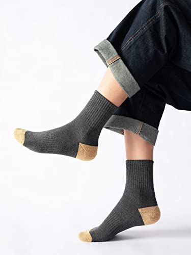 UNICOLD 5/6 Pairs Pack Solid Crew Calf Socks For Men Breathable Casual Multi-Colored US Size 7-122